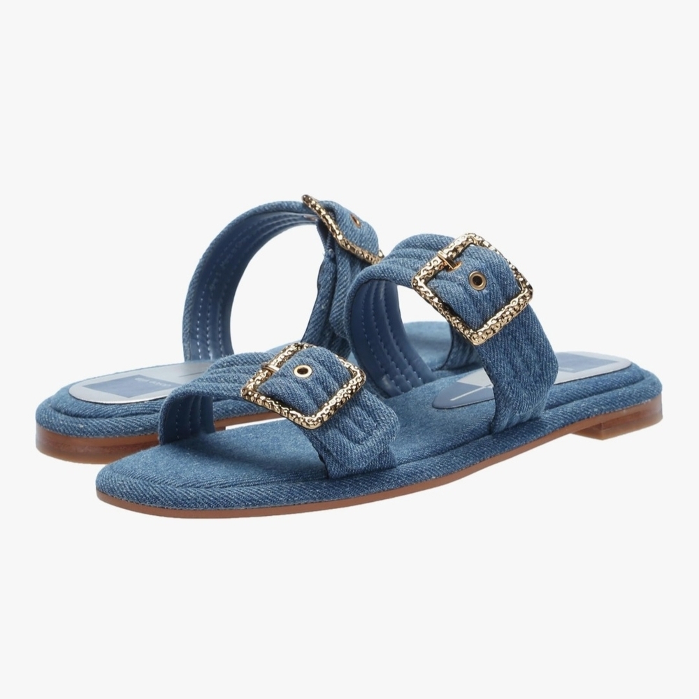 Dolce Vita Blue Sandals with Gold Accents - Picture 3 of 9